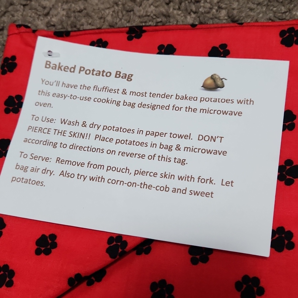 Red Dog Paw Print Baked Potato Bag - Picture 3 of 4
